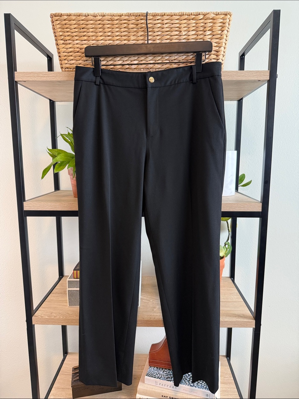 Lauren Ralph Lauren Mid-Rise Black Straight Leg Career Dress Pant Trouser, 10P